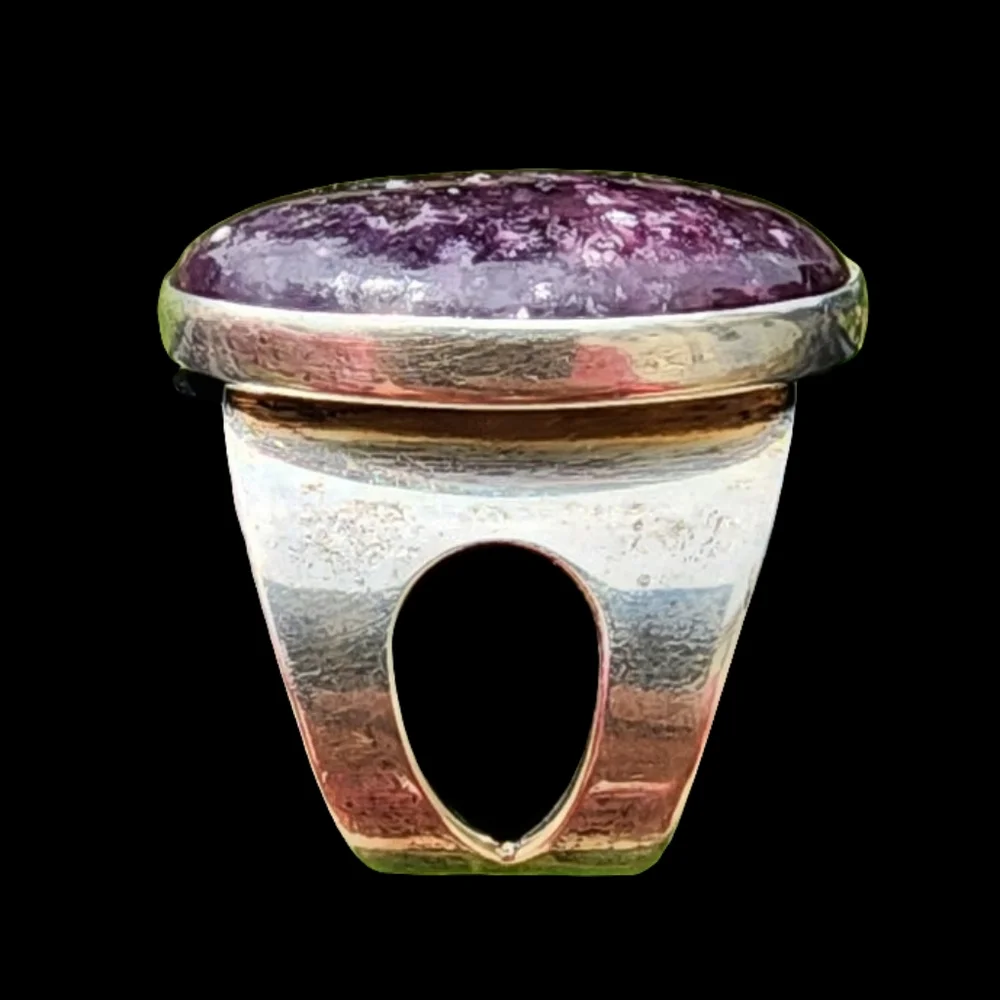 Jay King Sterling Silver Chunky Purple Lepidolite Ring Sz 7.5 Boho Cowgirl
